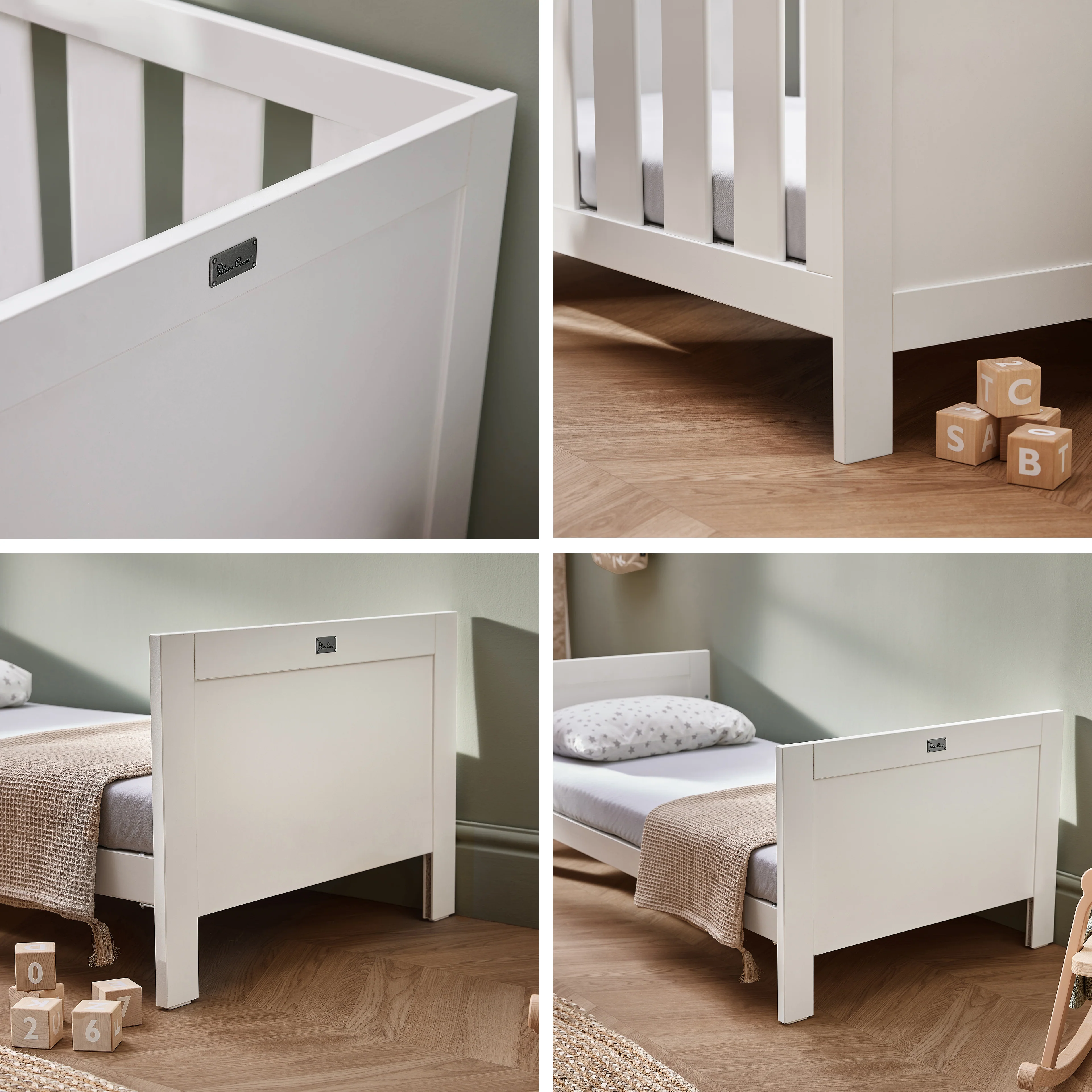 Bromley White 3 Piece Nursery Set with Convertible Cot to Toddler Bed, Dresser & Wardrobe - Image 4