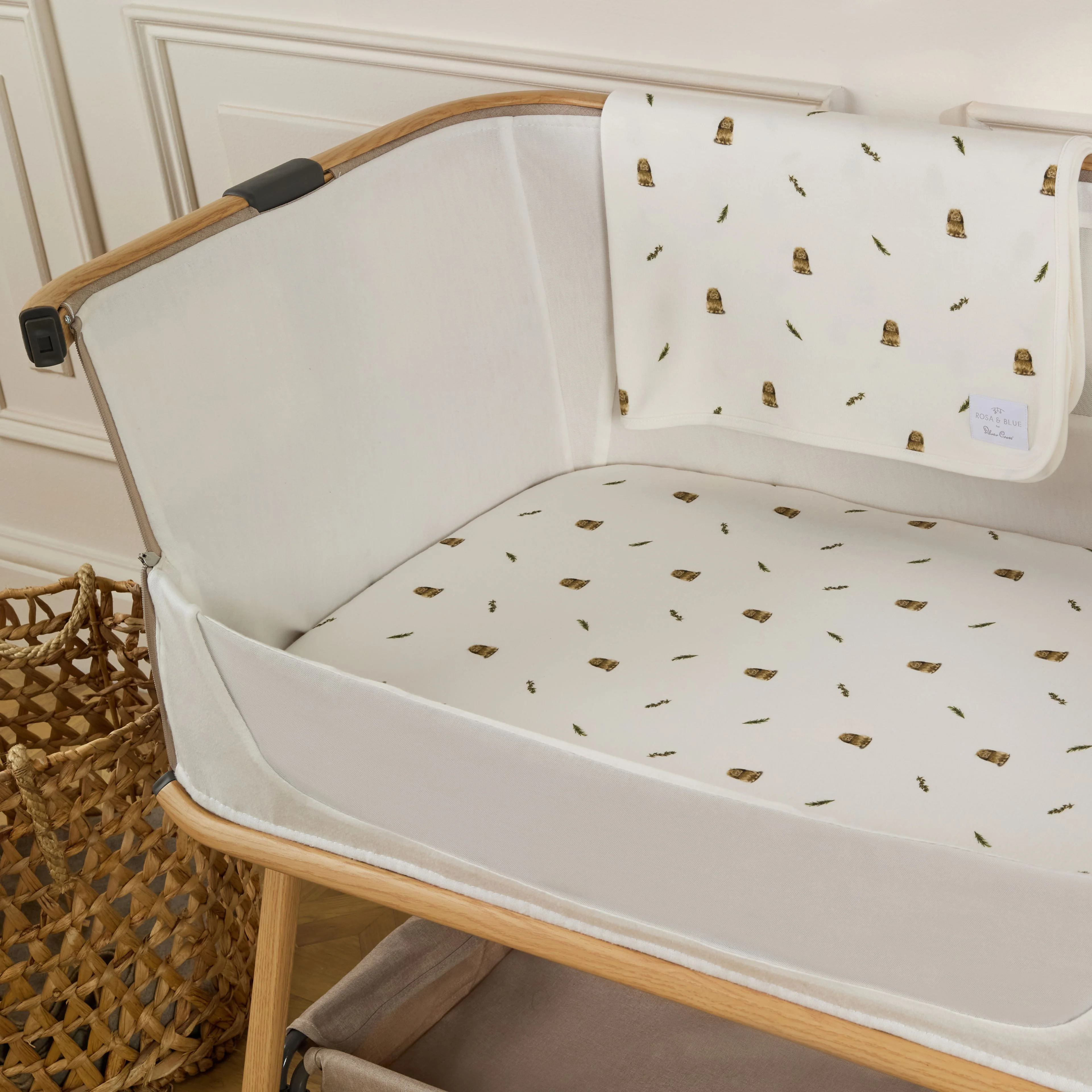 Lunar Bedside Crib Oatmeal New Arrival Bundle - Bunny Print - Image 12