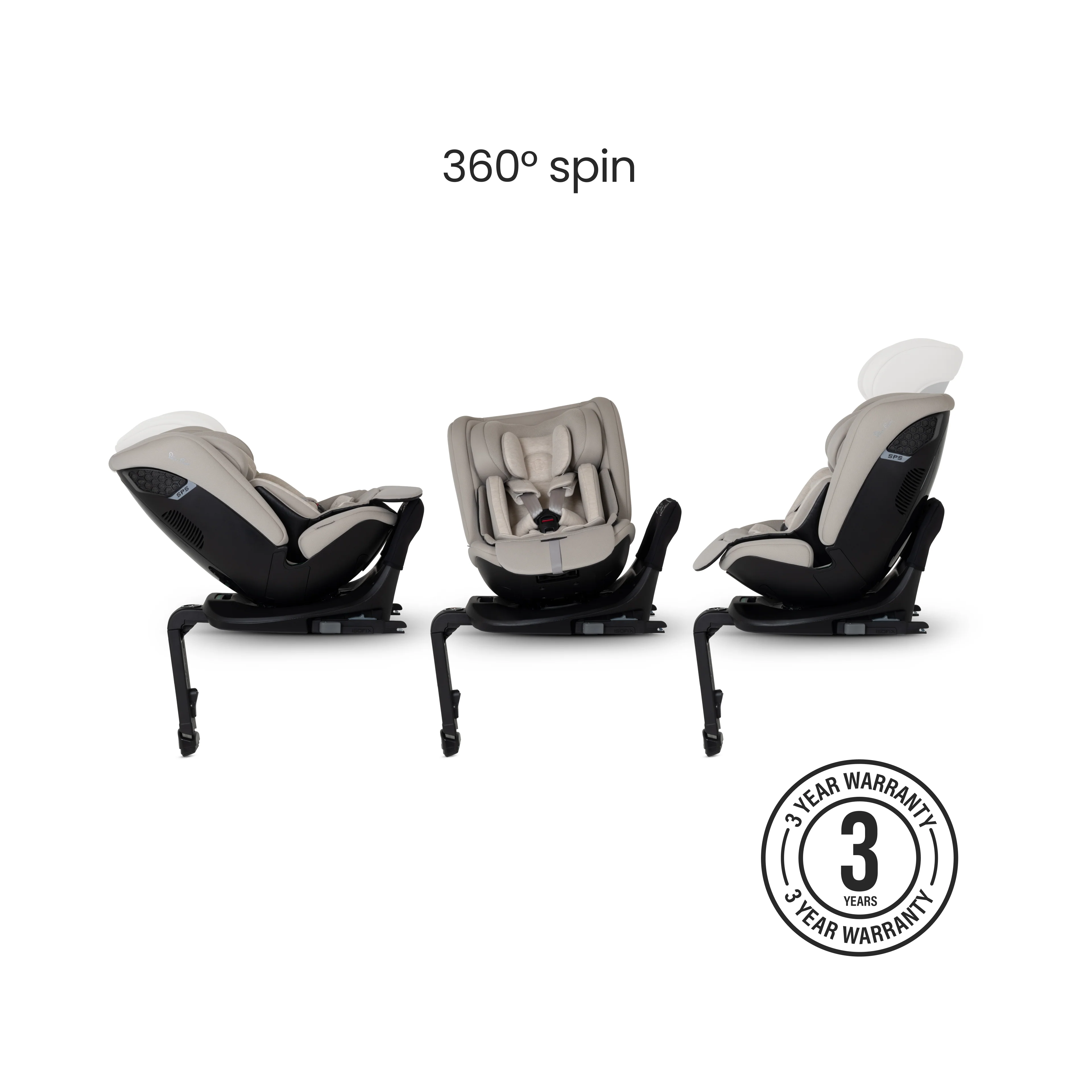 Motion 3 All Size 360 Rotating Car Seat Natural Taupe - Image 3